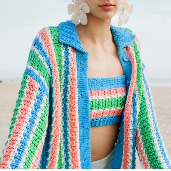 Zara button up and matching knit crop top - Picture 2 of 11